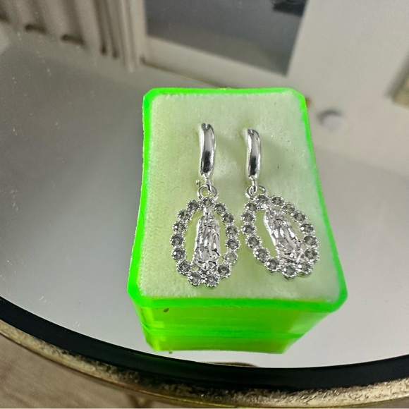 Sterling Silver 925 Our Lady of Guadalupe Dangle Earrings - Picture 5 of 11